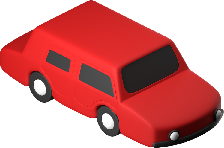 3D Render Red Car